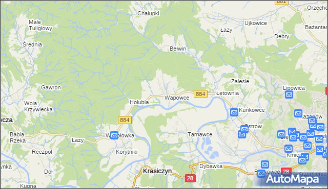 mapa Wapowce, Wapowce na mapie Targeo