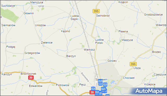 mapa Warkocz gmina Strzelin, Warkocz gmina Strzelin na mapie Targeo