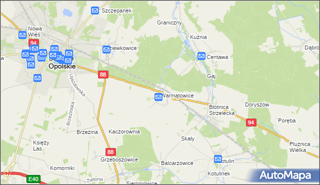 mapa Warmątowice, Warmątowice na mapie Targeo