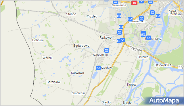 mapa Warzymice, Warzymice na mapie Targeo