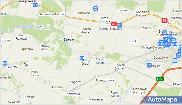 mapa Warzyn Pierwszy, Warzyn Pierwszy na mapie Targeo