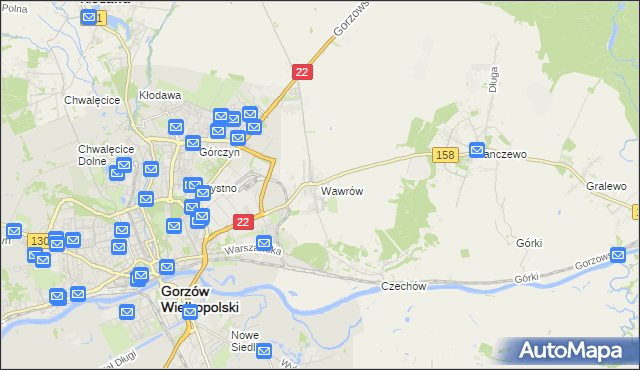 mapa Wawrów, Wawrów na mapie Targeo