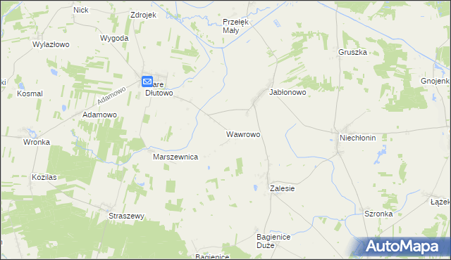 mapa Wawrowo, Wawrowo na mapie Targeo