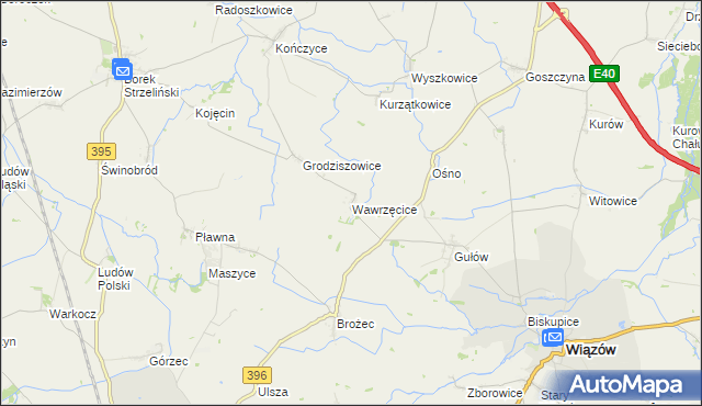 mapa Wawrzęcice, Wawrzęcice na mapie Targeo