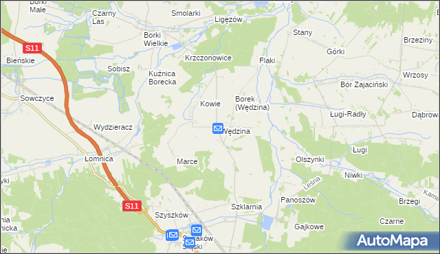 mapa Wędzina, Wędzina na mapie Targeo