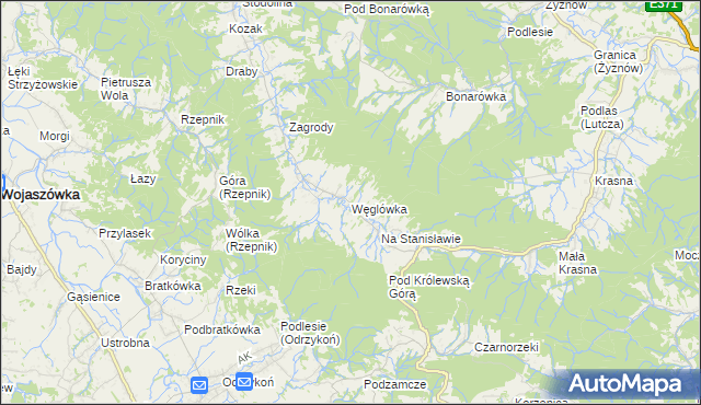 mapa Węglówka gmina Korczyna, Węglówka gmina Korczyna na mapie Targeo