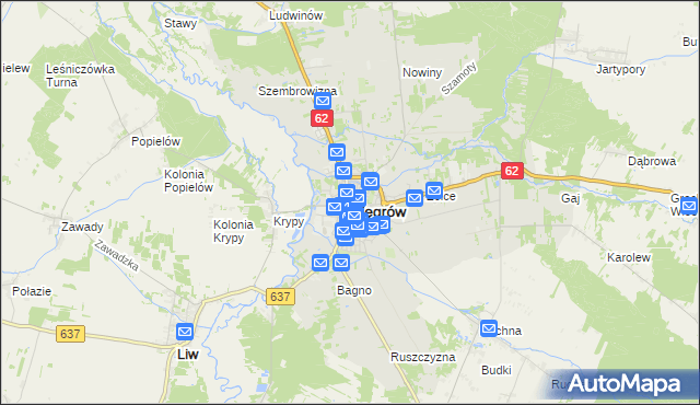 mapa Węgrów, Węgrów na mapie Targeo