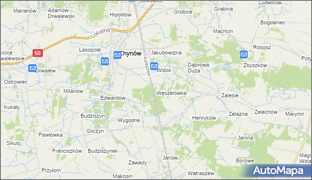 mapa Węszelówka, Węszelówka na mapie Targeo