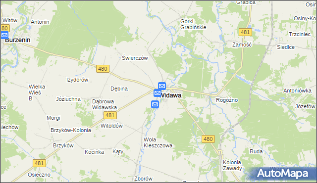 mapa Widawa powiat łaski, Widawa powiat łaski na mapie Targeo