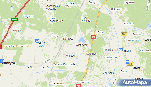 mapa Widzówek, Widzówek na mapie Targeo