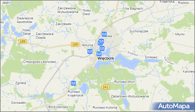 mapa Więcbork, Więcbork na mapie Targeo