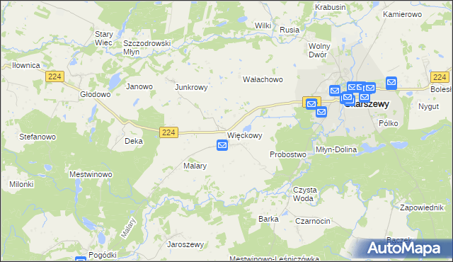 mapa Więckowy, Więckowy na mapie Targeo