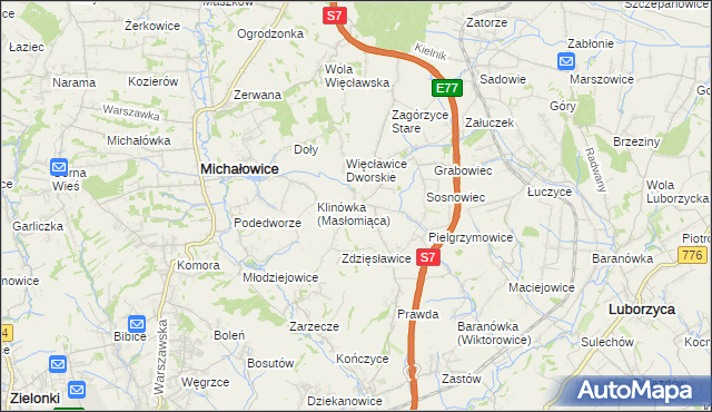 mapa Więcławice Stare, Więcławice Stare na mapie Targeo