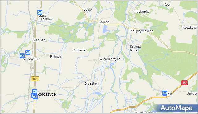 mapa Więcmierzyce, Więcmierzyce na mapie Targeo