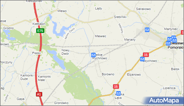 mapa Wielkie Rychnowo, Wielkie Rychnowo na mapie Targeo