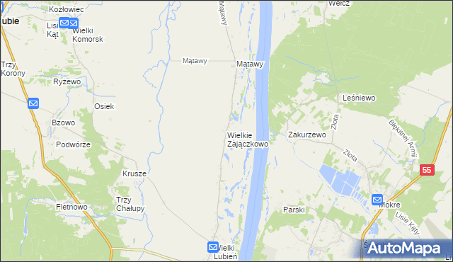 mapa Wielkie Zajączkowo, Wielkie Zajączkowo na mapie Targeo