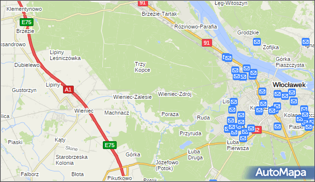 mapa Wieniec-Zdrój, Wieniec-Zdrój na mapie Targeo