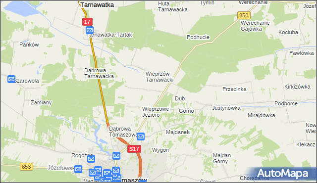 mapa Wieprzów Ordynacki, Wieprzów Ordynacki na mapie Targeo