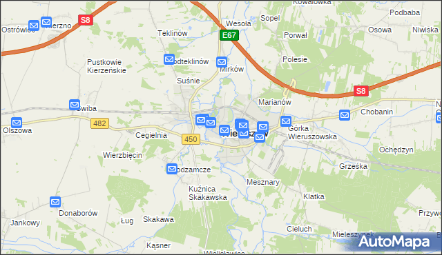 mapa Wieruszów, Wieruszów na mapie Targeo