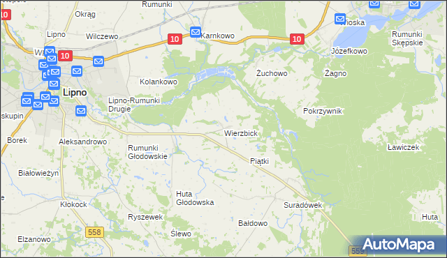 mapa Wierzbick, Wierzbick na mapie Targeo