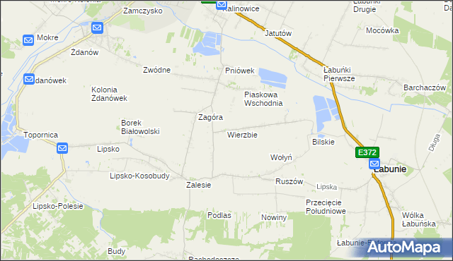 mapa Wierzbie gmina Łabunie, Wierzbie gmina Łabunie na mapie Targeo