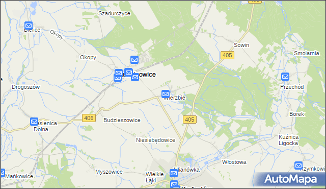 mapa Wierzbie gmina Łambinowice, Wierzbie gmina Łambinowice na mapie Targeo