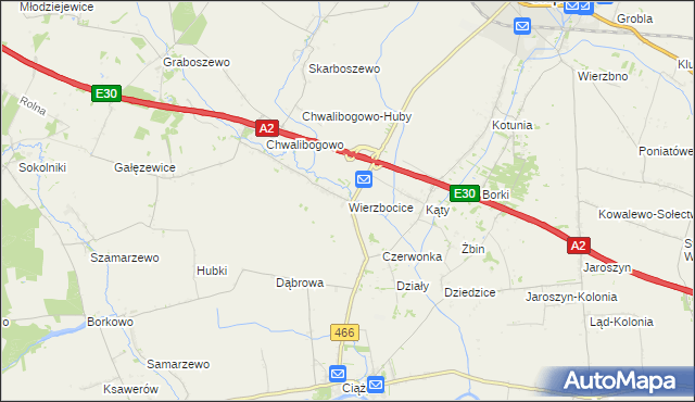 mapa Wierzbocice, Wierzbocice na mapie Targeo