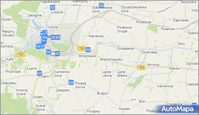 mapa Wierzchowisko gmina Wolbrom, Wierzchowisko gmina Wolbrom na mapie Targeo