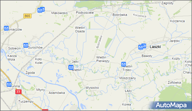 mapa Wietlin Pierwszy, Wietlin Pierwszy na mapie Targeo