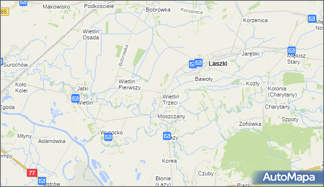mapa Wietlin Trzeci, Wietlin Trzeci na mapie Targeo