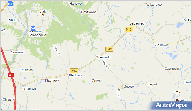 mapa Wiewiórki gmina Płużnica, Wiewiórki gmina Płużnica na mapie Targeo