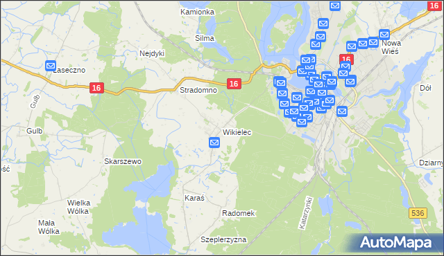 mapa Wikielec gmina Iława, Wikielec gmina Iława na mapie Targeo