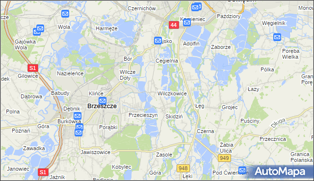 mapa Wilczkowice gmina Brzeszcze, Wilczkowice gmina Brzeszcze na mapie Targeo