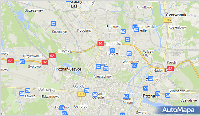 mapa Winiary gmina Poznań, Winiary gmina Poznań na mapie Targeo