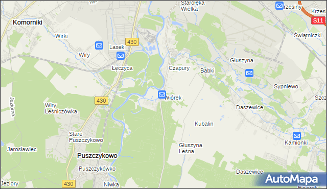 mapa Wiórek, Wiórek na mapie Targeo