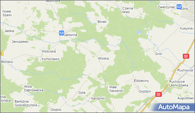 mapa Wioska gmina Rakoniewice, Wioska gmina Rakoniewice na mapie Targeo