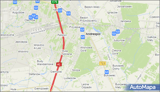 mapa Wiśniowa Góra, Wiśniowa Góra na mapie Targeo