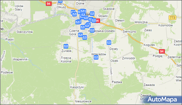 mapa Witeradów, Witeradów na mapie Targeo