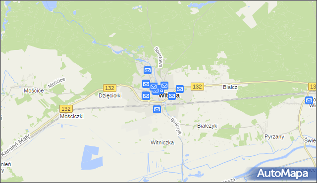 mapa Witnica powiat gorzowski, Witnica powiat gorzowski na mapie Targeo