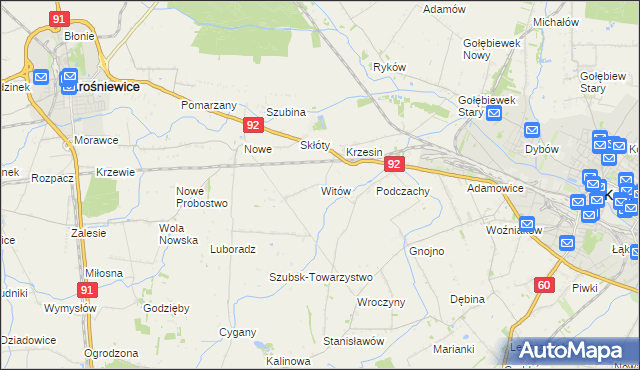 mapa Witów gmina Krośniewice, Witów gmina Krośniewice na mapie Targeo