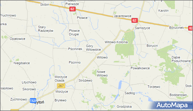 mapa Witowo gmina Bytoń, Witowo gmina Bytoń na mapie Targeo
