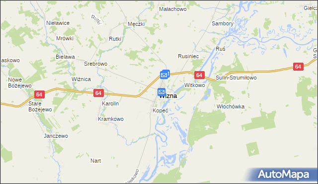 mapa Wizna, Wizna na mapie Targeo