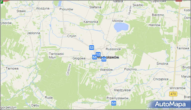 mapa Władysławów powiat turecki, Władysławów powiat turecki na mapie Targeo