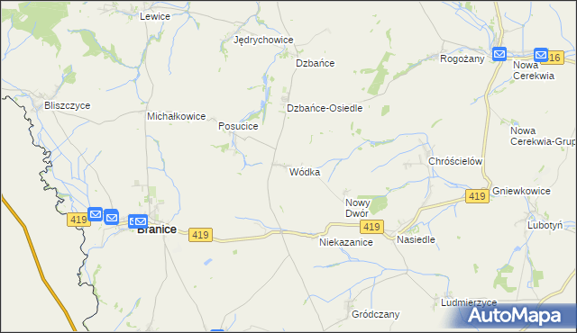 mapa Wódka gmina Branice, Wódka gmina Branice na mapie Targeo