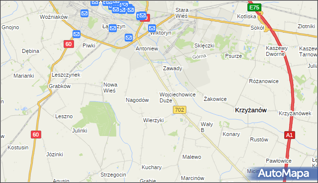 mapa Wojciechowice Duże, Wojciechowice Duże na mapie Targeo