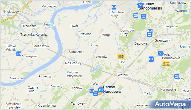 mapa Wojków gmina Padew Narodowa, Wojków gmina Padew Narodowa na mapie Targeo