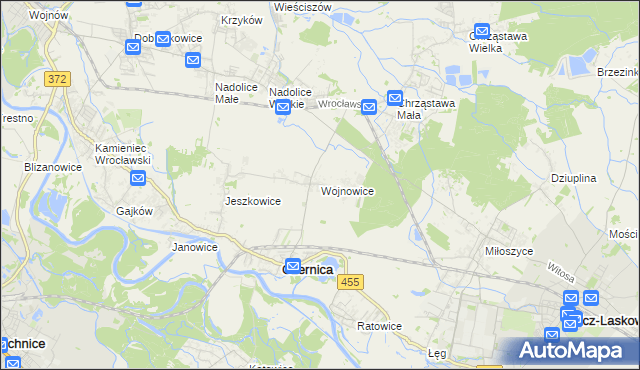 mapa Wojnowice gmina Czernica, Wojnowice gmina Czernica na mapie Targeo