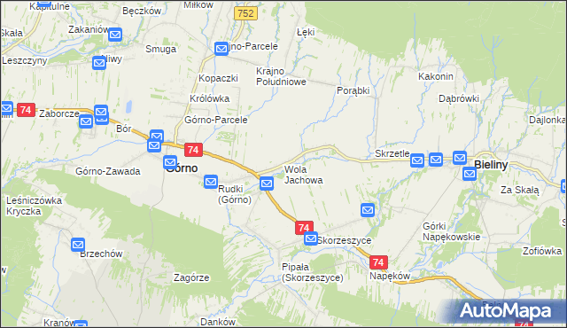 mapa Wola Jachowa, Wola Jachowa na mapie Targeo