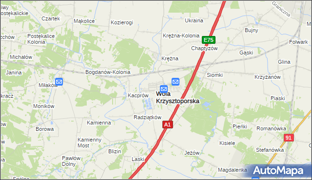 mapa Wola Krzysztoporska, Wola Krzysztoporska na mapie Targeo