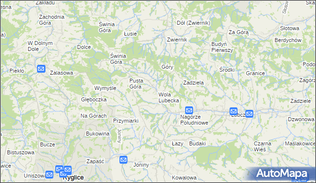 mapa Wola Lubecka gmina Ryglice, Wola Lubecka gmina Ryglice na mapie Targeo